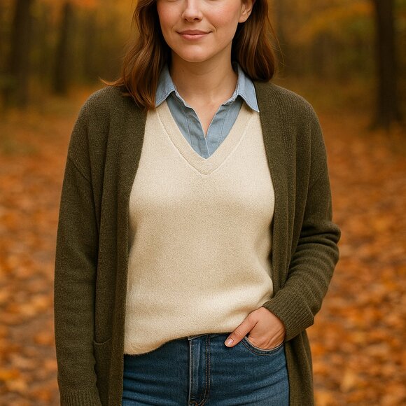 Pendleton Vintage Cream Cotton Knit Vest – V-Neck Classic Preppy Style – Large - Picture 2 of 8